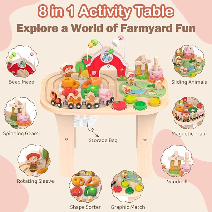 Montessori Learning Toy with Bead Maze, Shape Sorter